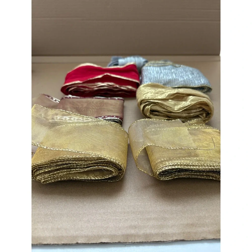 Lot‎ of 7 Decorative Ribbons for Crafts Sewing Gifts Gold Red Silver